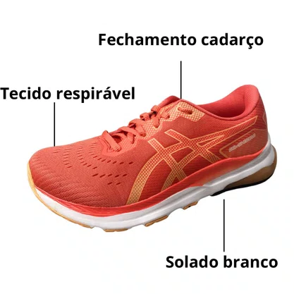 Tênis Asics Feminino Coral Fechamento Cadarço 