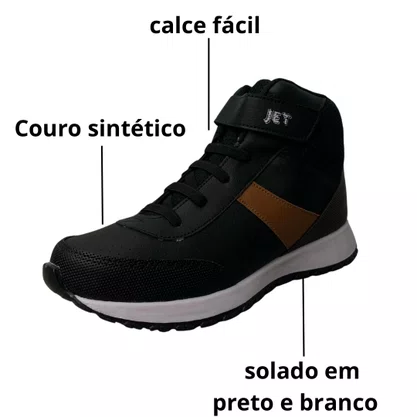 Tênis Boot Jet Kids Infantil Preto Calce Fácil 