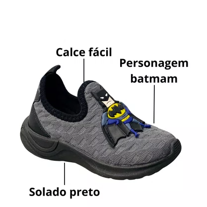 Tênis Carinha De Nene Infantil Masculino Chumbo Calce Fácil  