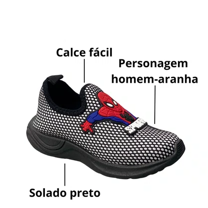Tênis Carinha De Nene Infantil Masculino Preto Calce Fácil  