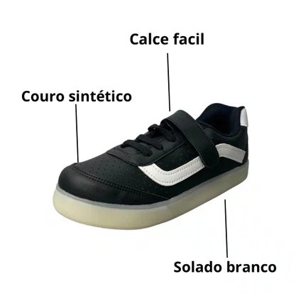 Tênis Club Happy Infantil Preto Calce Fácil