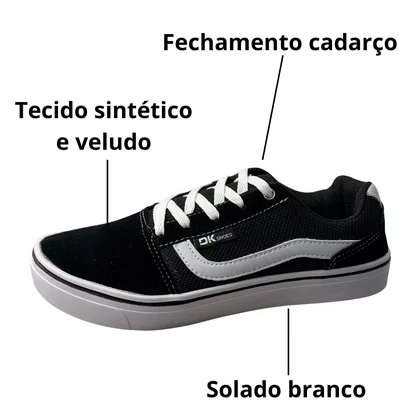 Tênis Dk Unisex Preto Fechamento Cadarço 