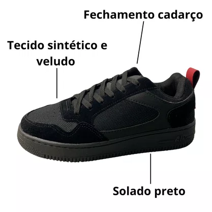 Tênis Dk Masculino Preto Fechamento Cadarço 