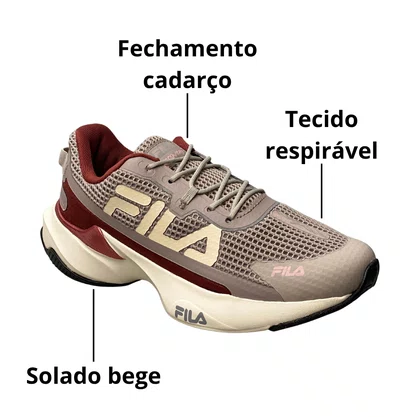 Tênis Fila Feminino Castanho Claro Recovery Cadarço 
