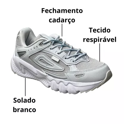 Tênis Fila Feminino Cinza Claro Venture Tracer 2 Cadarço