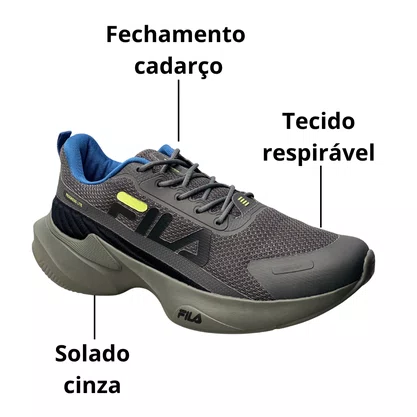 Tênis Fila Masculino Grafite Progress Lite Cadarço 
