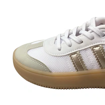 Tênis Kidy Feminino Infantil Branco Dourado 
