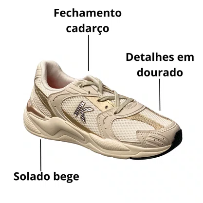 Tênis Kidy Infanil Feminino Marfim Cadarço