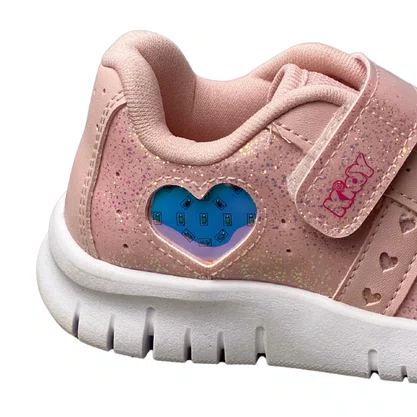 Tênis Kidy Infantil Feminino Nude Luzes Led
