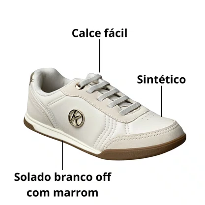 Tênis Kolosh Feminino Cream Calce Fácil 