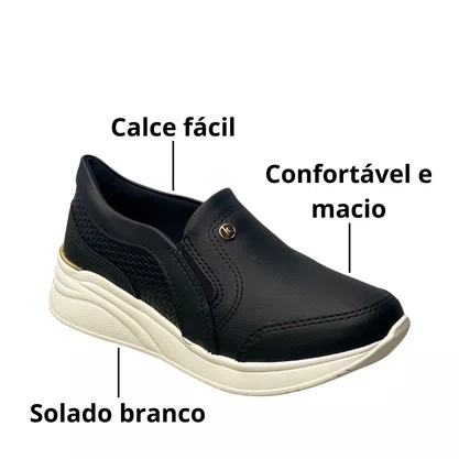 Tênis Kolosh Feminino Preto Calca Fácil 
