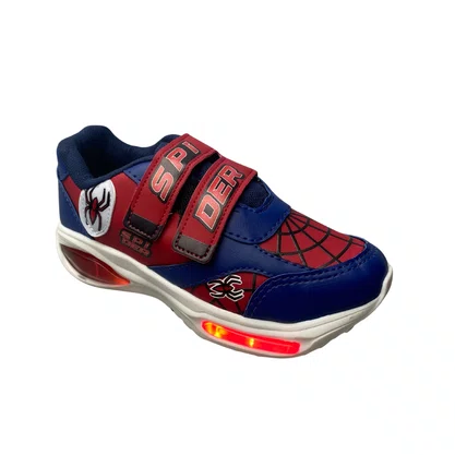 Tênis Mini Pé Infantil Masculino Spider Marinho Luzes Led 