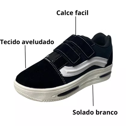 Tênis Mini Pe Preto Masculino Calce fácil 