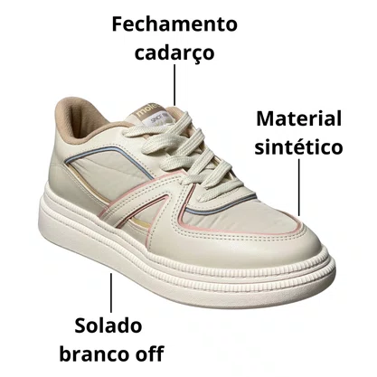 Tênis Moleca Feminino Branco Off Cadarço 