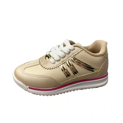 Tênis Molekinha Feminino Infantil Creme Dourado 
