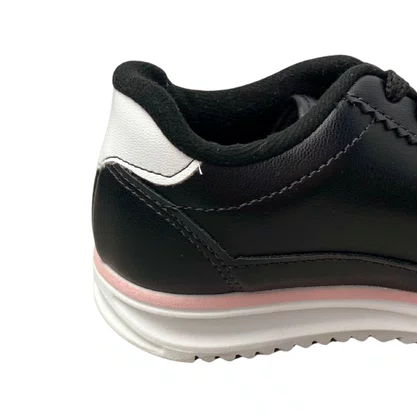 Tênis Molekinha Feminino Infantil Preto Cadarço 