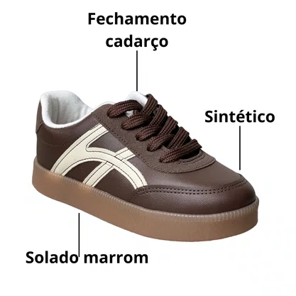 Tênis Molekinha Infantil Feminina Chocolate Cadarço 