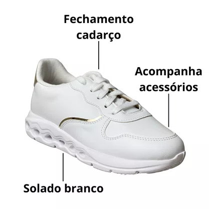 Tênis Molekinha Infantil Feminino Branco Acompanha Acessório