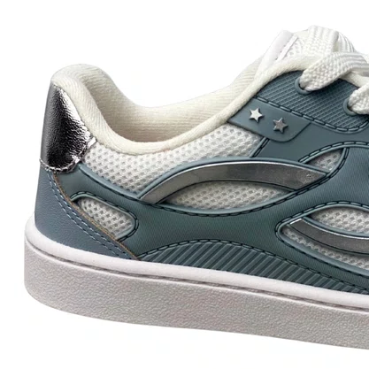Tênis Molekinha Infantil Feminino Branco Azul Cadarço 
