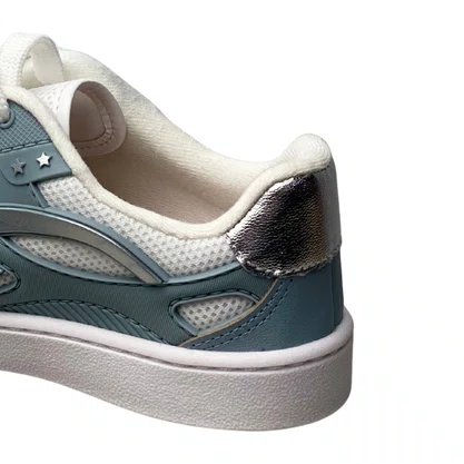 Tênis Molekinha Infantil Feminino Branco Azul Cadarço 
