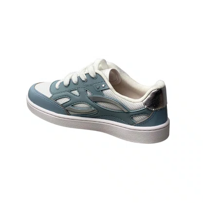 Tênis Molekinha Infantil Feminino Branco Azul Cadarço 