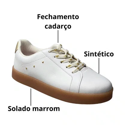 Tênis Molekinha Infantil Feminino Branco Cadarço 