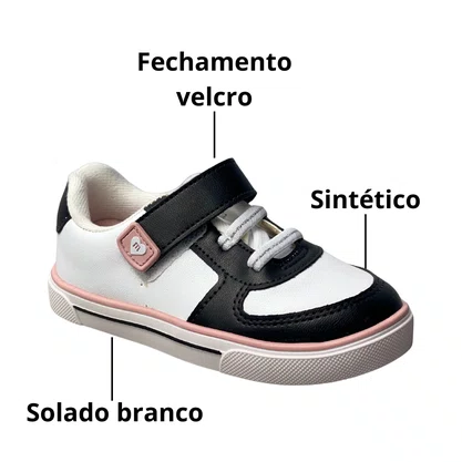 Tênis Molekinha Infantil Feminino Branco Calce Fácil 