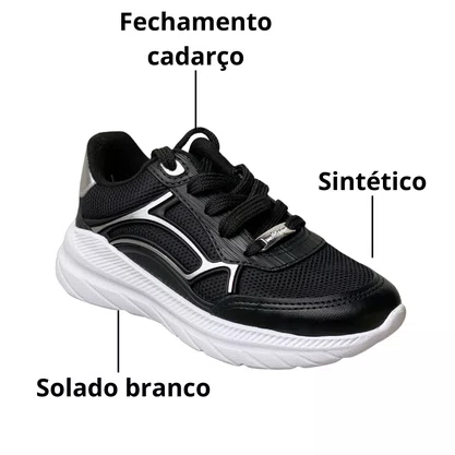 Tênis Molekinha Infantil Feminino Cristal Prata Preto Cadarço 