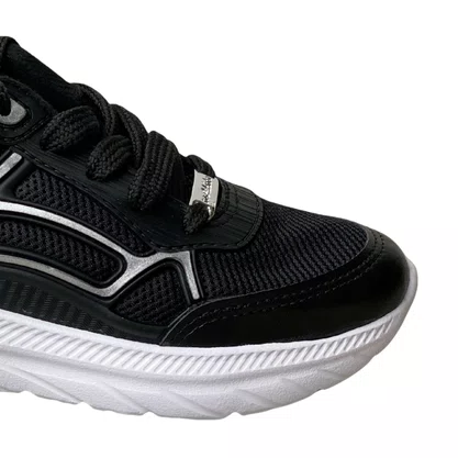 Tênis Molekinha Infantil Feminino Cristal Prata Preto Cadarço 