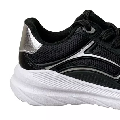 Tênis Molekinha Infantil Feminino Cristal Prata Preto Cadarço 