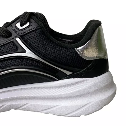 Tênis Molekinha Infantil Feminino Cristal Prata Preto Cadarço 