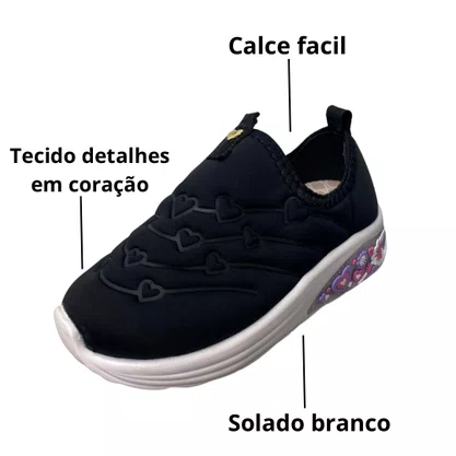 Tenis Molekinha Preto Calce Facil 