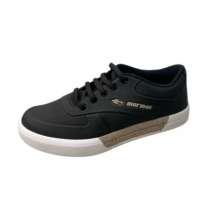 Tênis Mormai Infantil Masculino Black-Khaki Fechamento Cadarço 