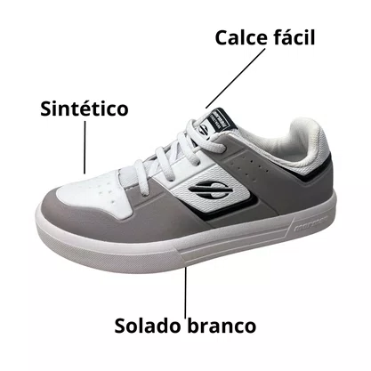 Tênis Mormai Infantil Masculino Light Grey Wht Fechamento Cadarço 