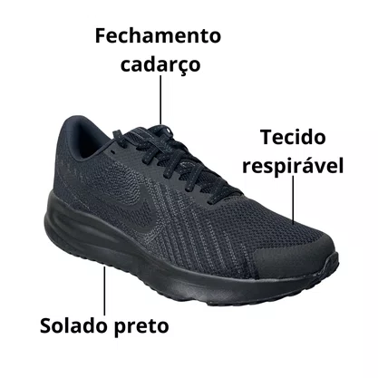 Tênis Nike Masculino Preto Run Defy Cadarço 