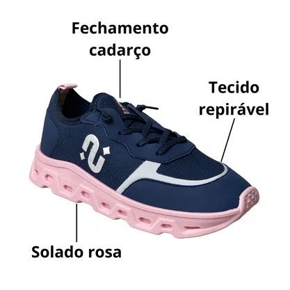Tênis Novo Pé Infantil Feminino Marinho Cadarço 
