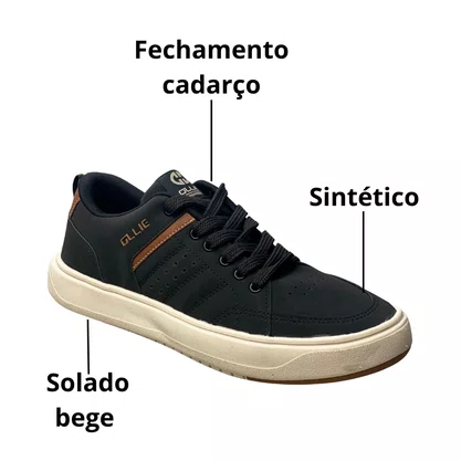 Tênis Ollie Masculino Preto Cadarço 