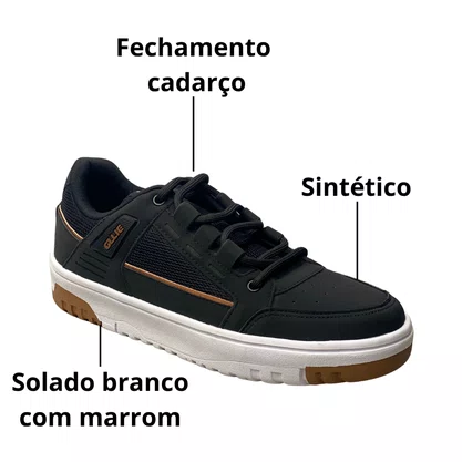 Tênis Ollie Masculino Preto Cadarço 