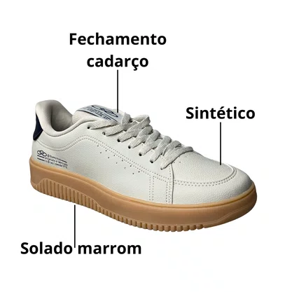 Tênis Olympikus Masculino Marfim Eros Cadarço 