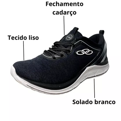 Tênis Olympikus Preto Fechamento Cadarço 