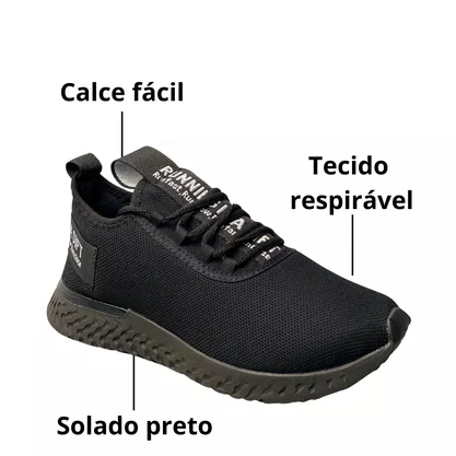 Tênis Oneflip Masculino Preto Calce Fácil 
