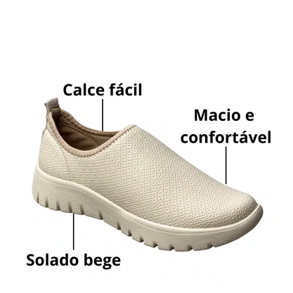 Tênis Piccadilly Feminino Off White Calce Fácil 