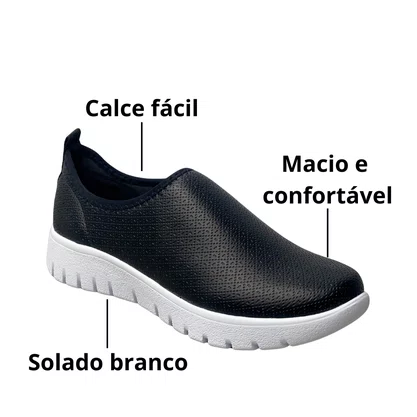 Tênis Piccadilly Feminino Preto Calce Fácil 