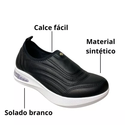 Tênis Piccadilly Feminino Preto Calce Fácil 