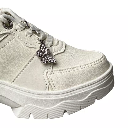 Tênis Pink Cats Infantil Feminino Cream Acompanha pingentes 