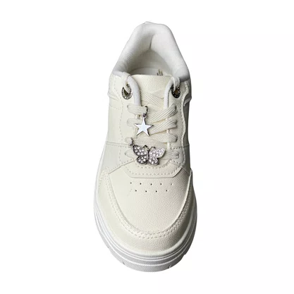 Tênis Pink Cats Infantil Feminino Cream Acompanha pingentes 