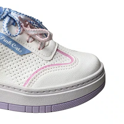 Tênis Pink Cats Infantil Feminino White Cadarço 