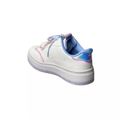 Tênis Pink Cats Infantil Feminino White Cadarço 