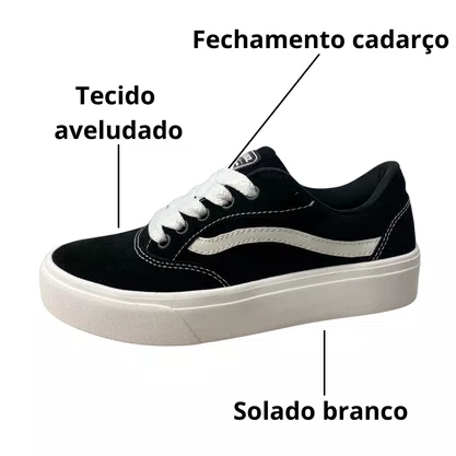 Tênis Quiz Feminino Preto Fechamento Cadarço 