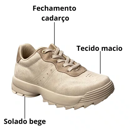 Tênis Ramarim Feminino Creme Cadarço 